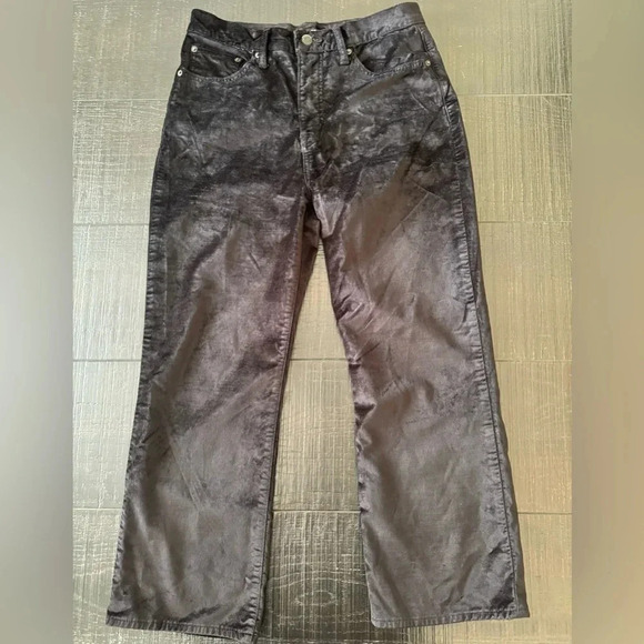 Lucky Brand Womens Size 12/31 Black Velour Jeans High Rise Crop Mini Boot - Picture 2 of 7